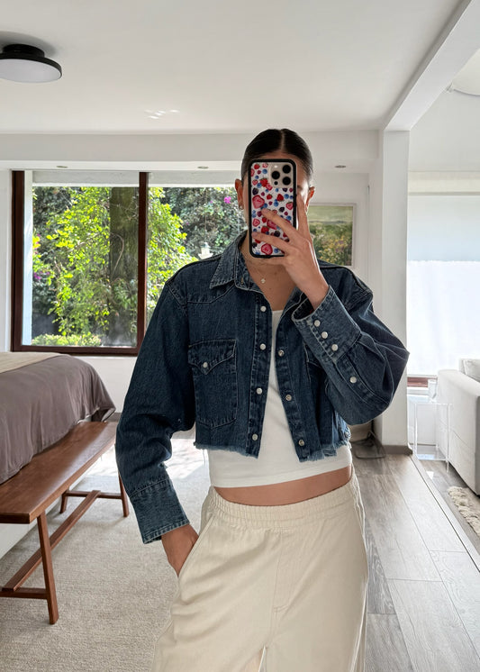 CHAMARRA DENIM CROPPED LIGERA