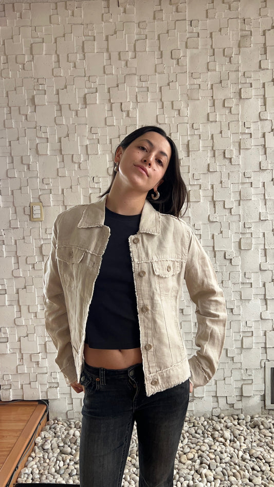LINEN JACKET RAW-EDGES