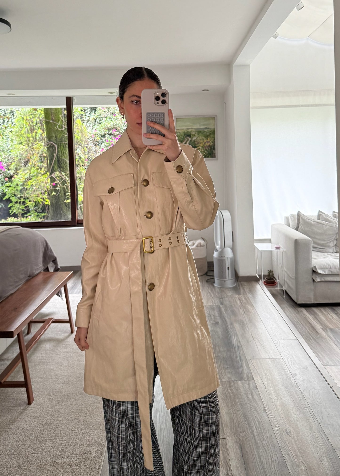 GABARDINA DE PIEL CREMA