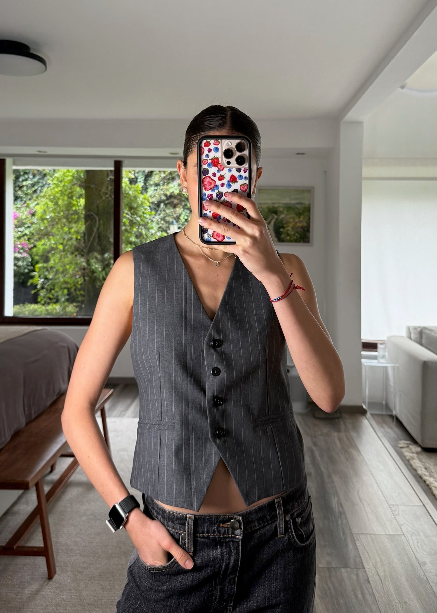 CHALECO PINSTRIPED GRIS