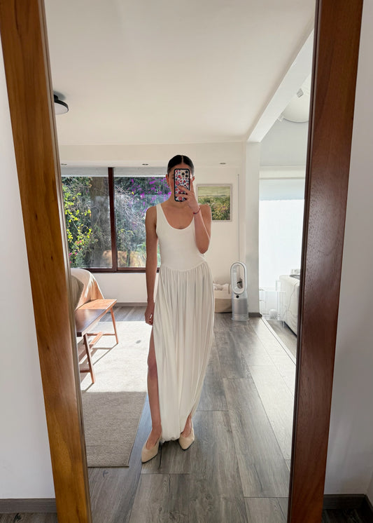 VESTIDO BOMBÓN BLANCO MIDI