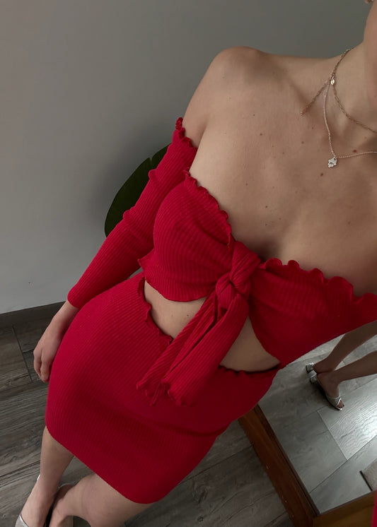 VESTIDO CUTE RIBBED ROJO