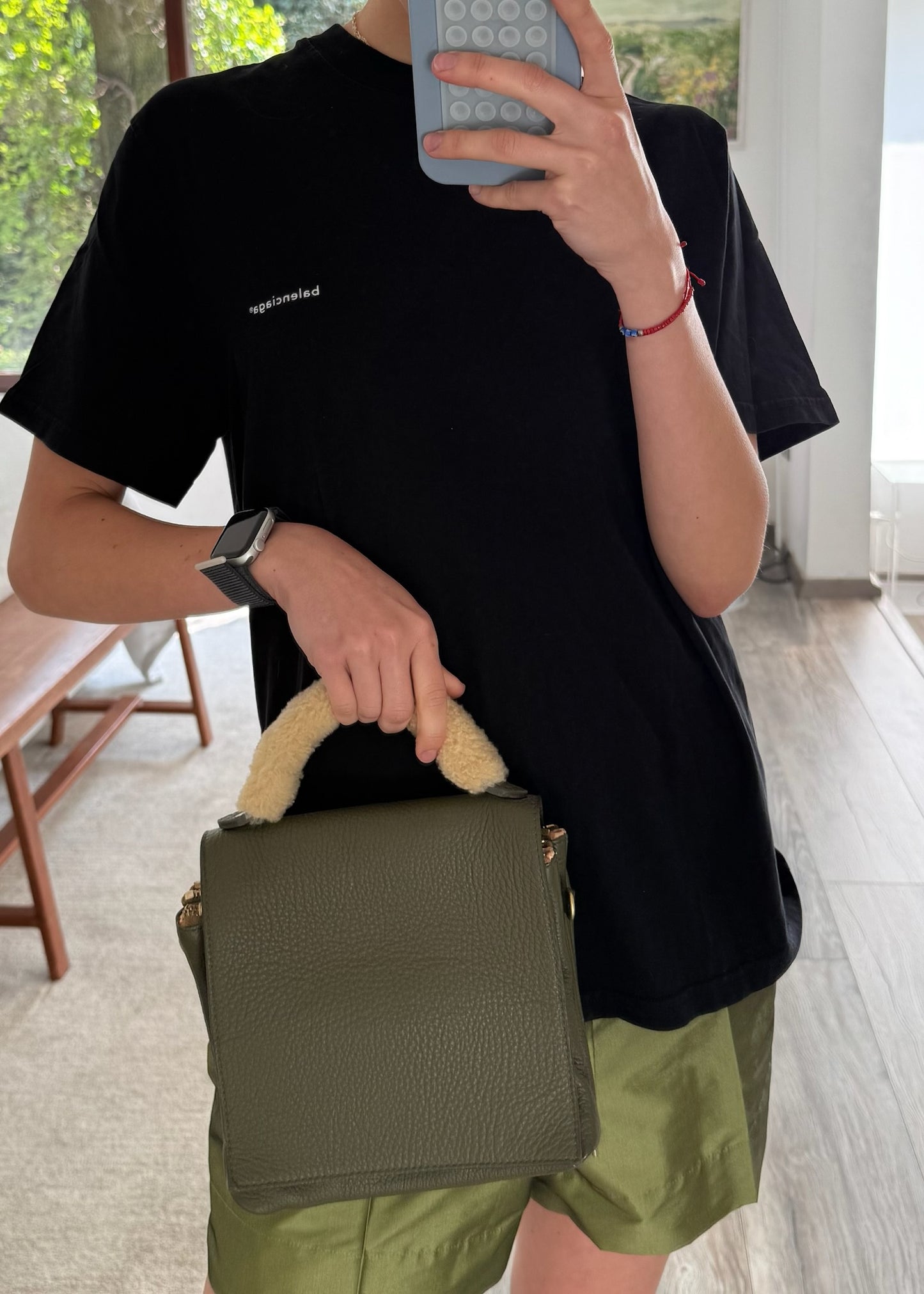 BOLSA VERDE MILITAR DE PIEL