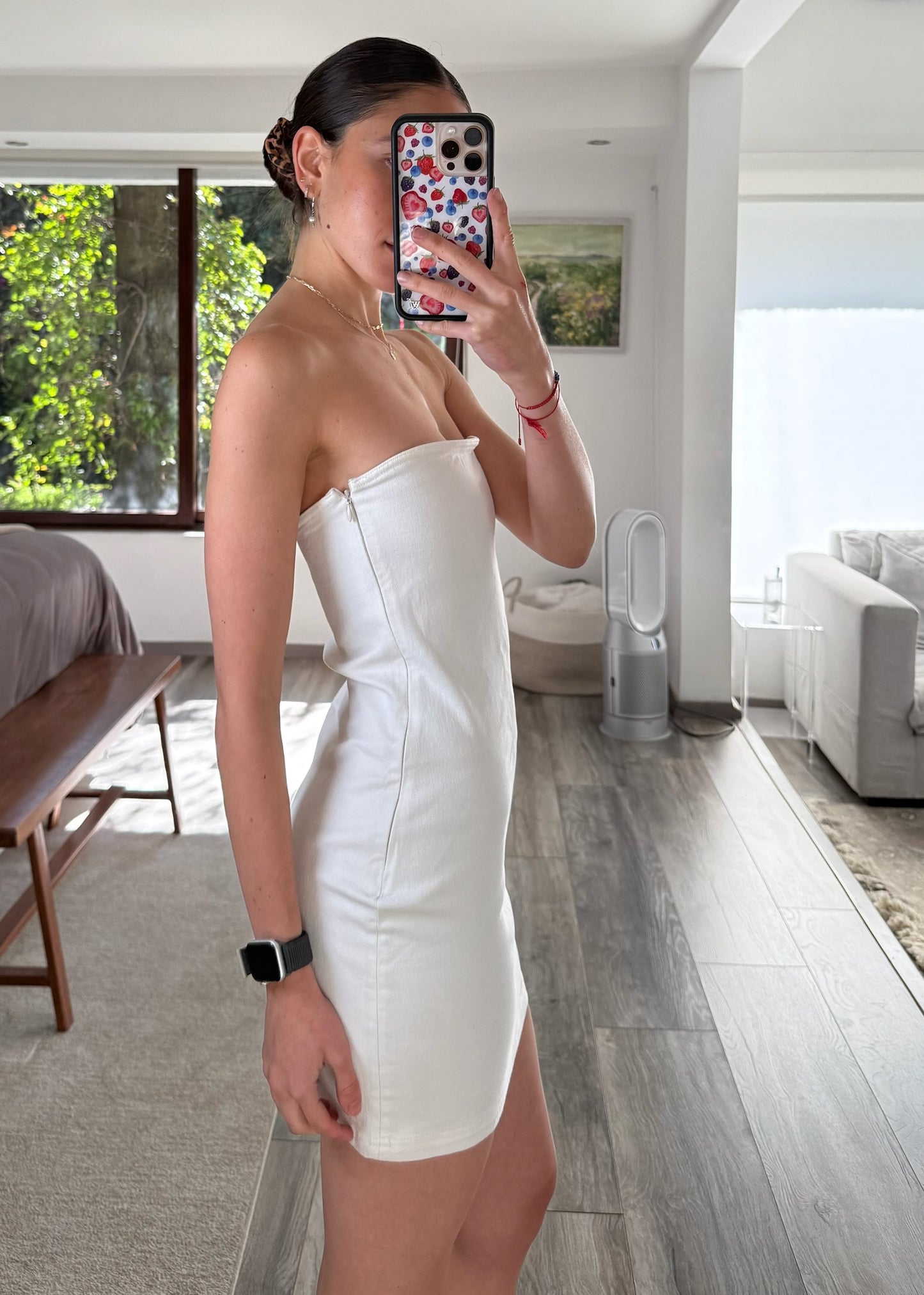 VESTIDO STRAPLESS MINI DENIM