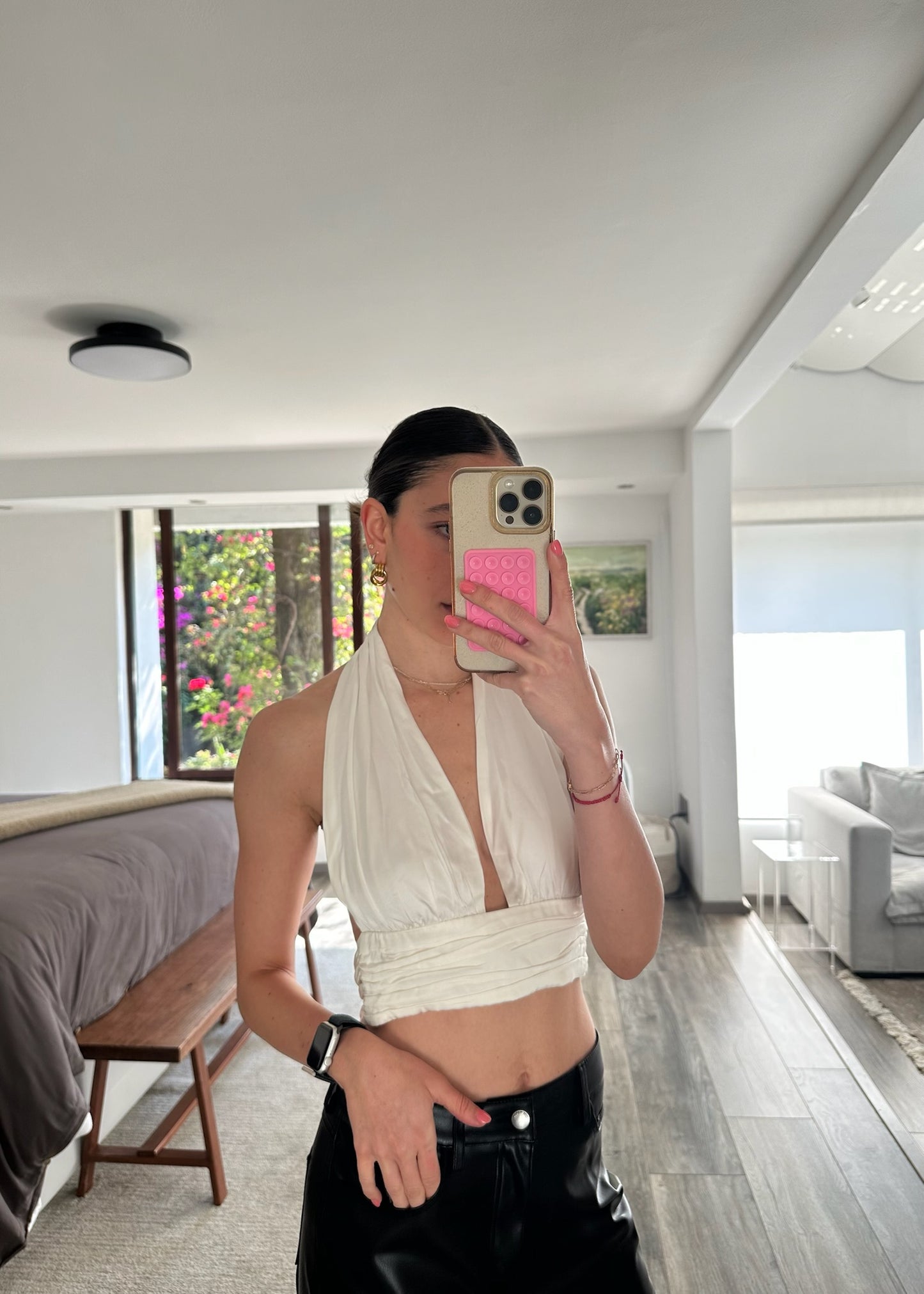 TOP HALTER SATINADO BLANCO