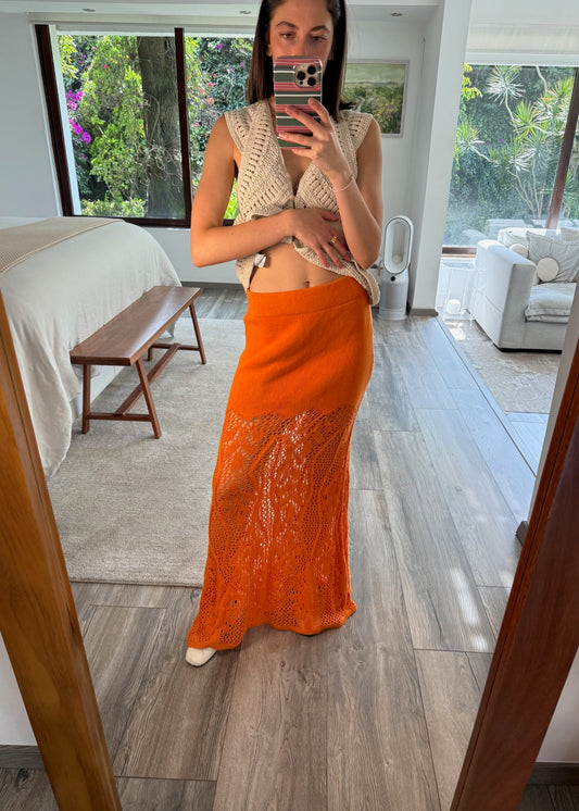 FALDA DE KNIT NARANJA