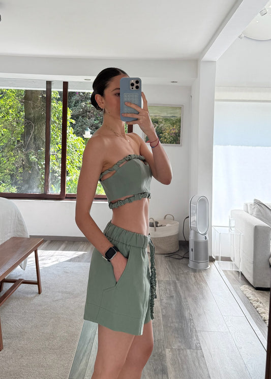 SET SHORT CON TOP SAGE GREEN