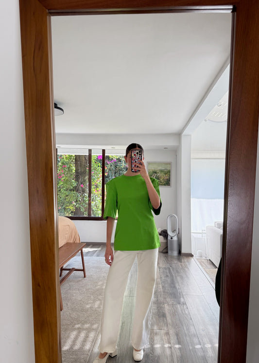 T-SHIRT VERDE CINTURA ASENTUADA