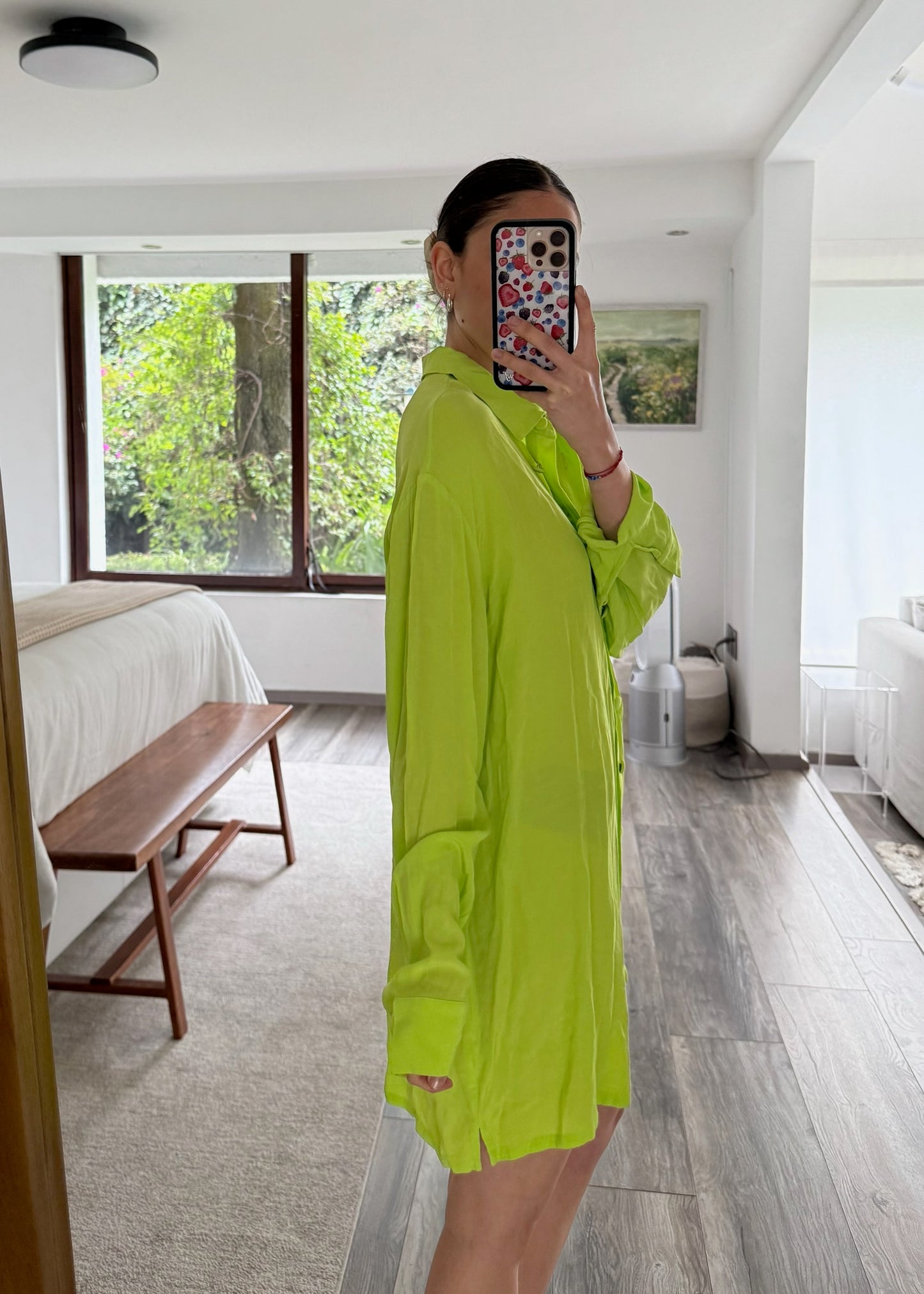 VESTIDO DE TIPO CAMISA VERDE