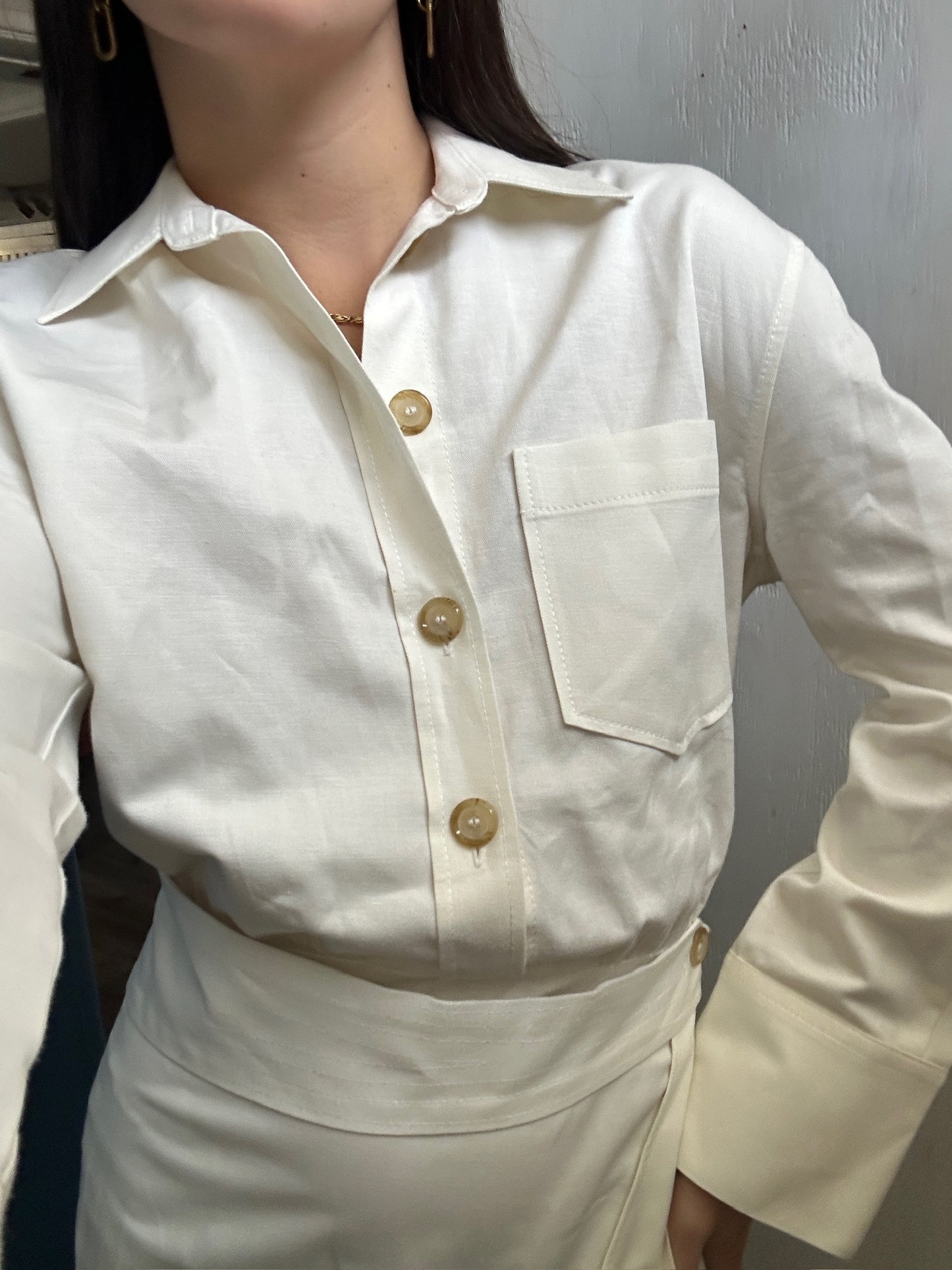 VESTIDO DE TIPO CAMISA BEIGE