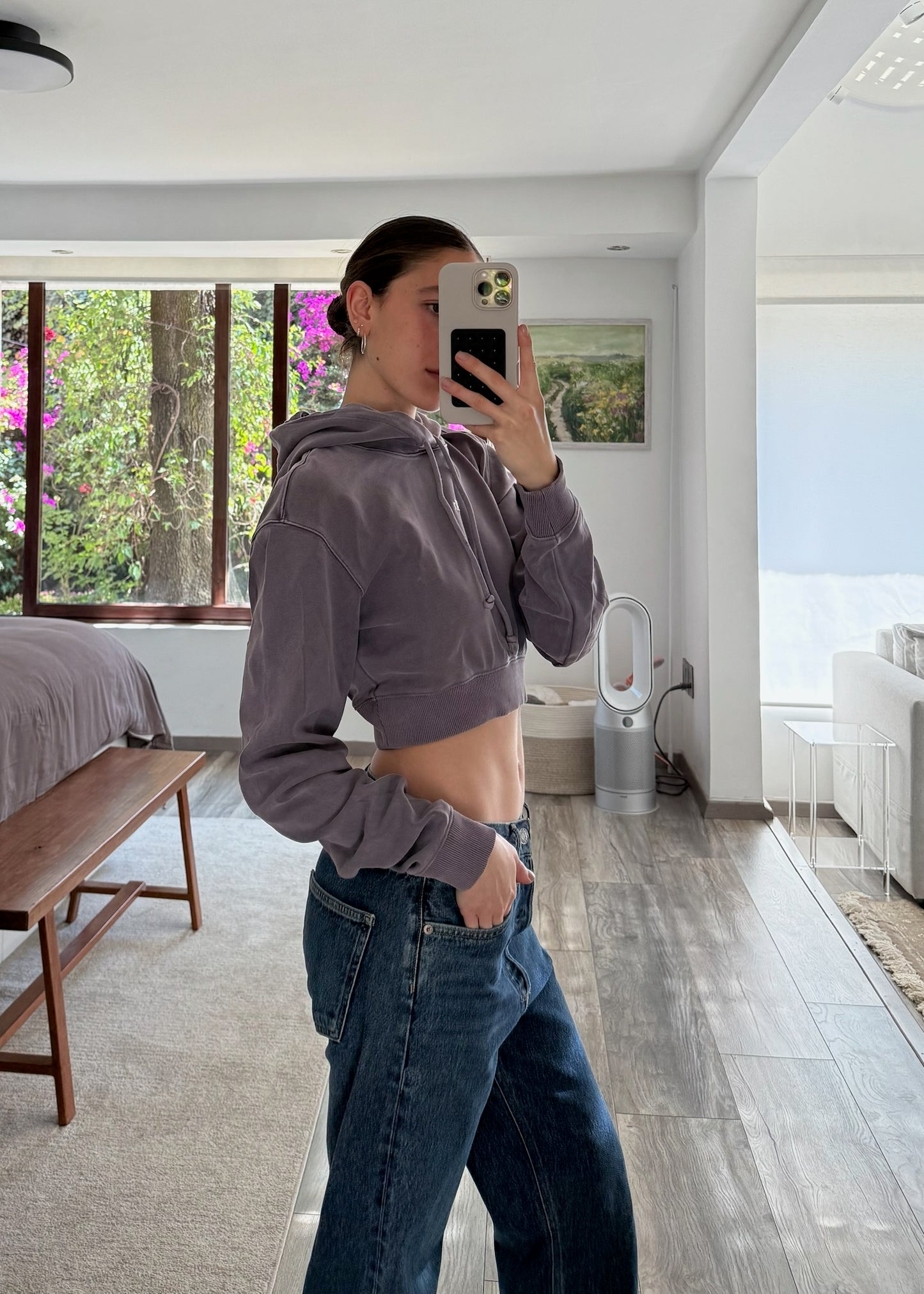 HOODIE CROPPED MORADA