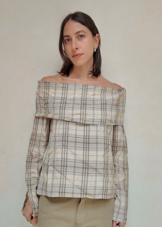 BLUSA OFF THE SHOULDER PLAID