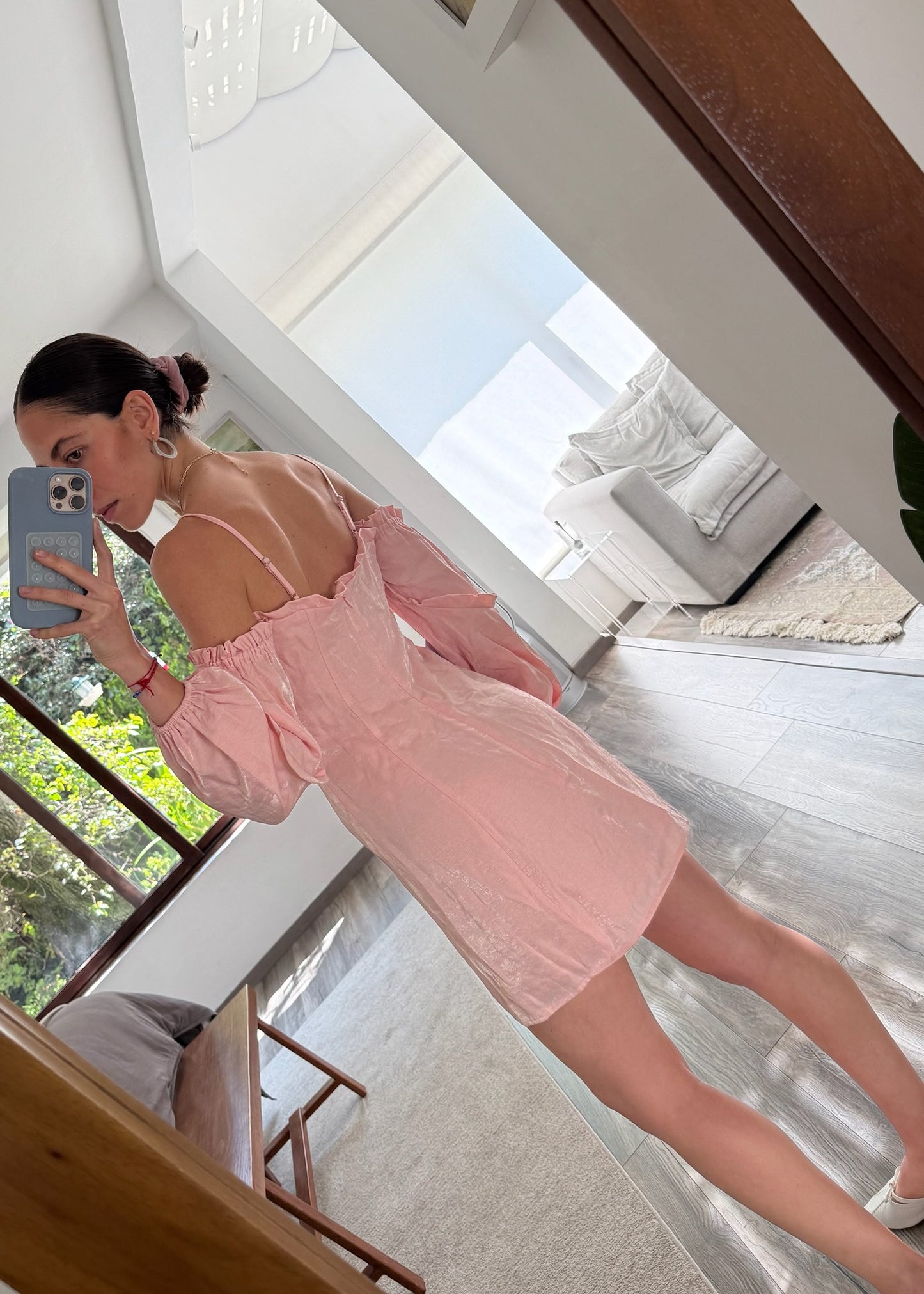 VESTIDO ROSA PASTEL OFF THE SHOULDER