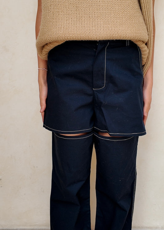 PANTALÓN NAVY BLUE CON CORTES
