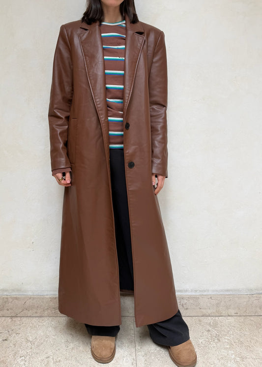 ABRIGO FAUX LEATHER CAFÉ