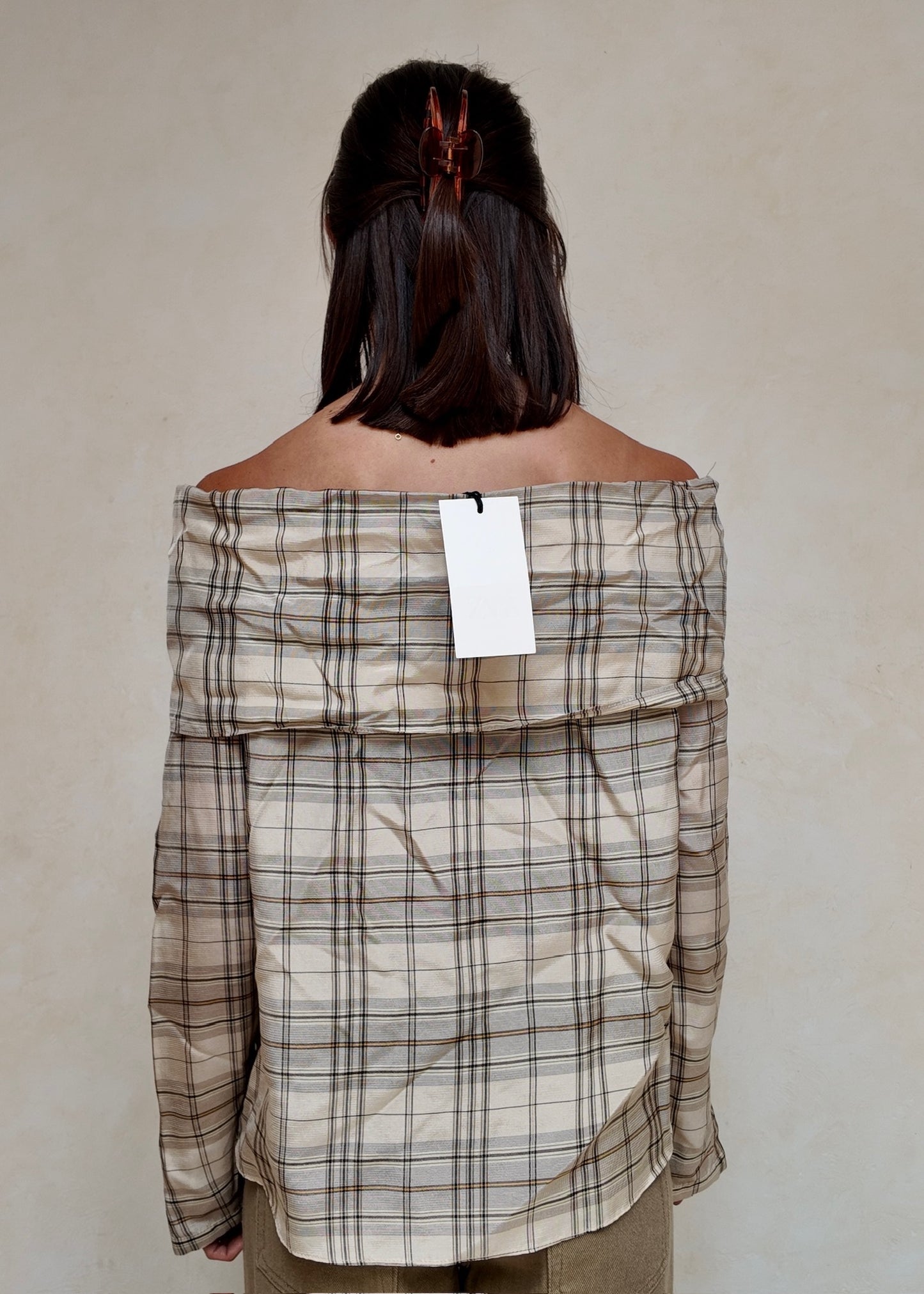 BLUSA OFF THE SHOULDER PLAID