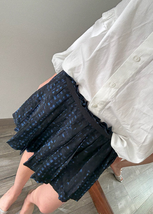 FALDA MINI DE SEDA AZUL Y NEGRA