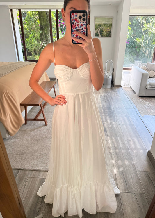 VESTIDO BLANCO BUSTIER MAXI