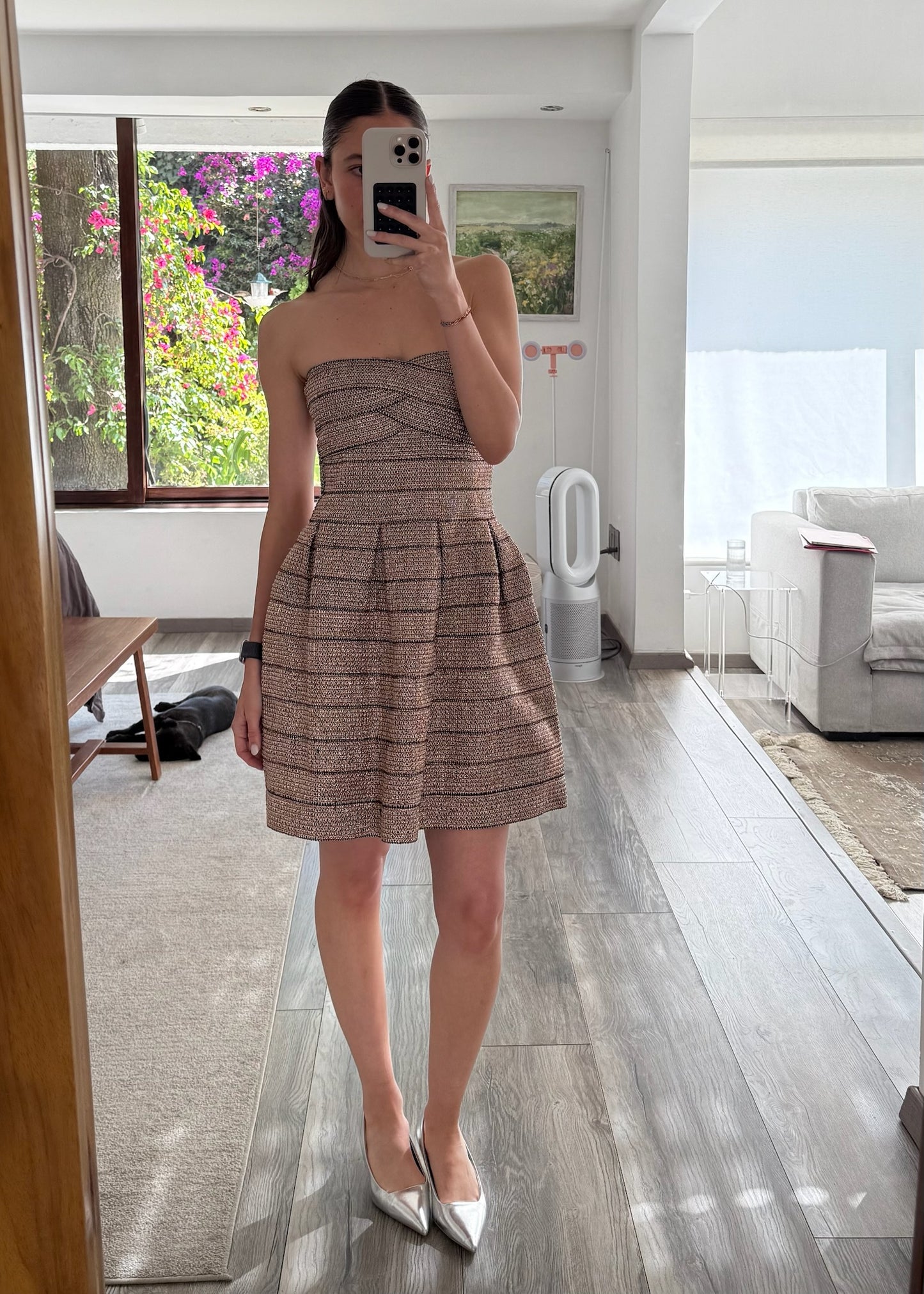 VESTIDO MINI STRAPLESS ROSE GOLD