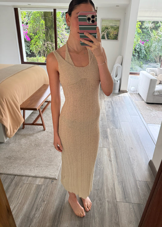 VESTIDO DE KNIT BEIGE