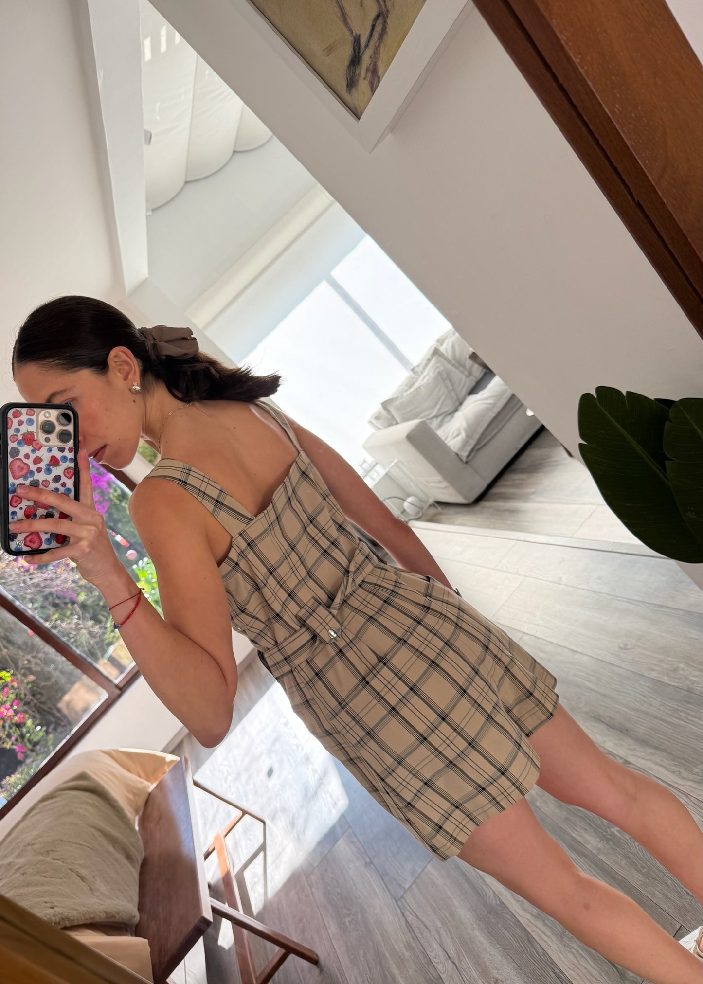 JUMPSUIT PLAID BEIGE