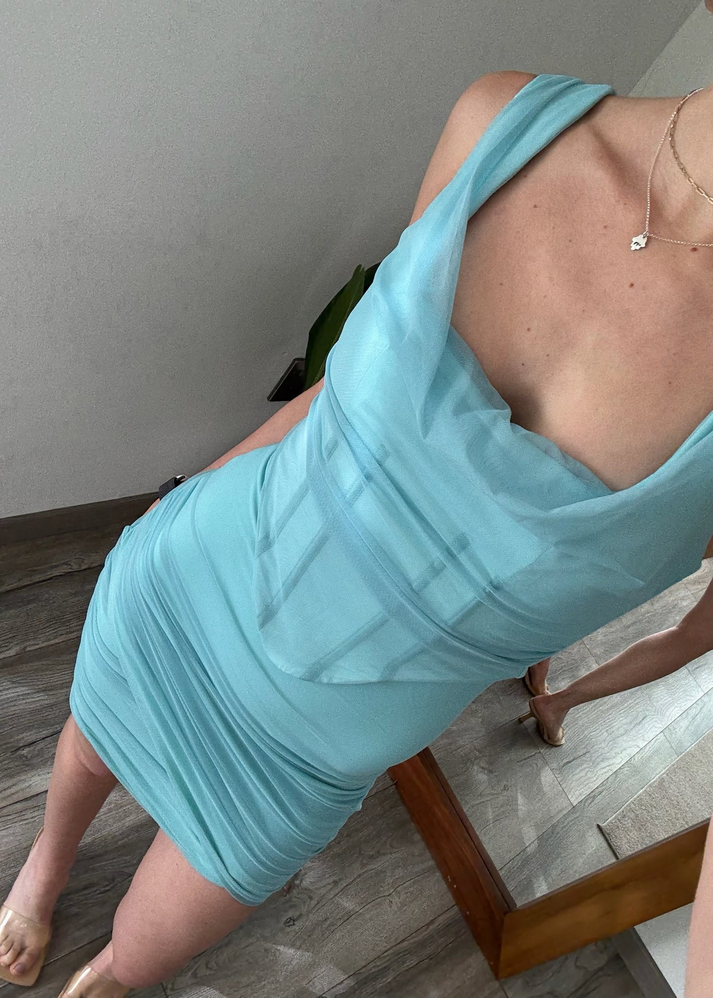 VESTIDO MINI CON CORSET AZUL