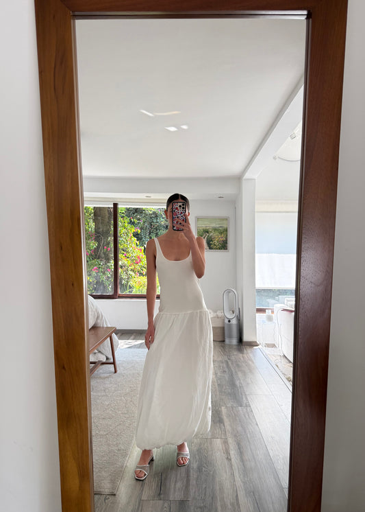 VESTIDO BOMBÓN MAXI BLANCO