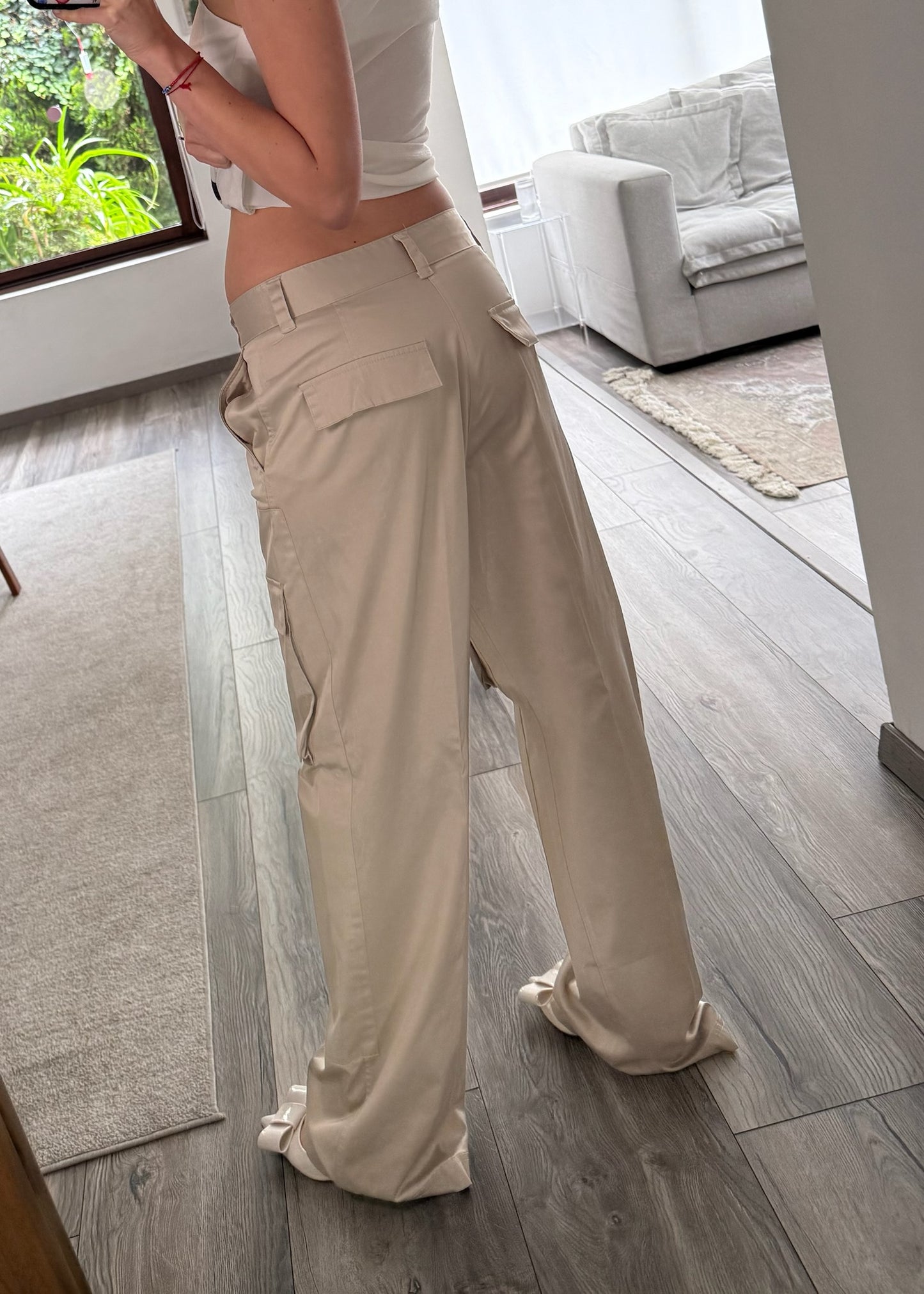 CARGO PANTS BEIGE SATINADOS