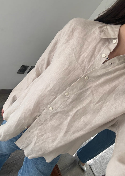 CAMISA TAUPE DE TIPO LINO