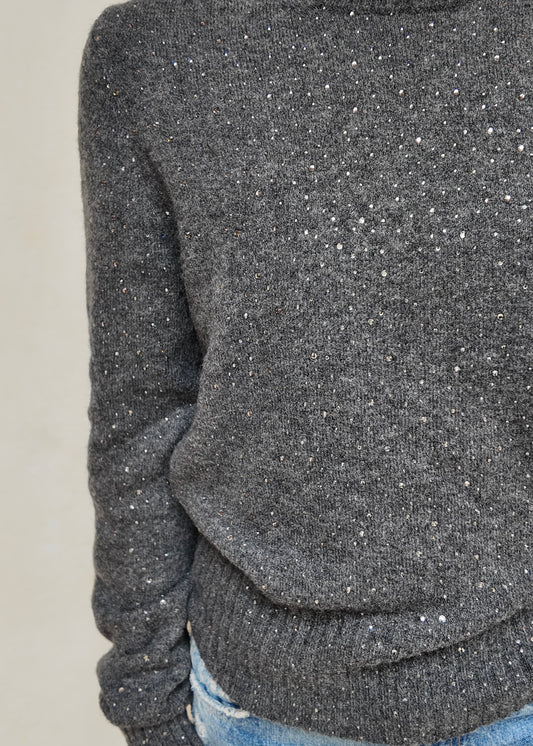 CREWNECK GRIS CON DIAMANTES