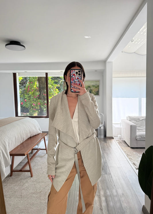 CHAMARRA GRIS BELTED