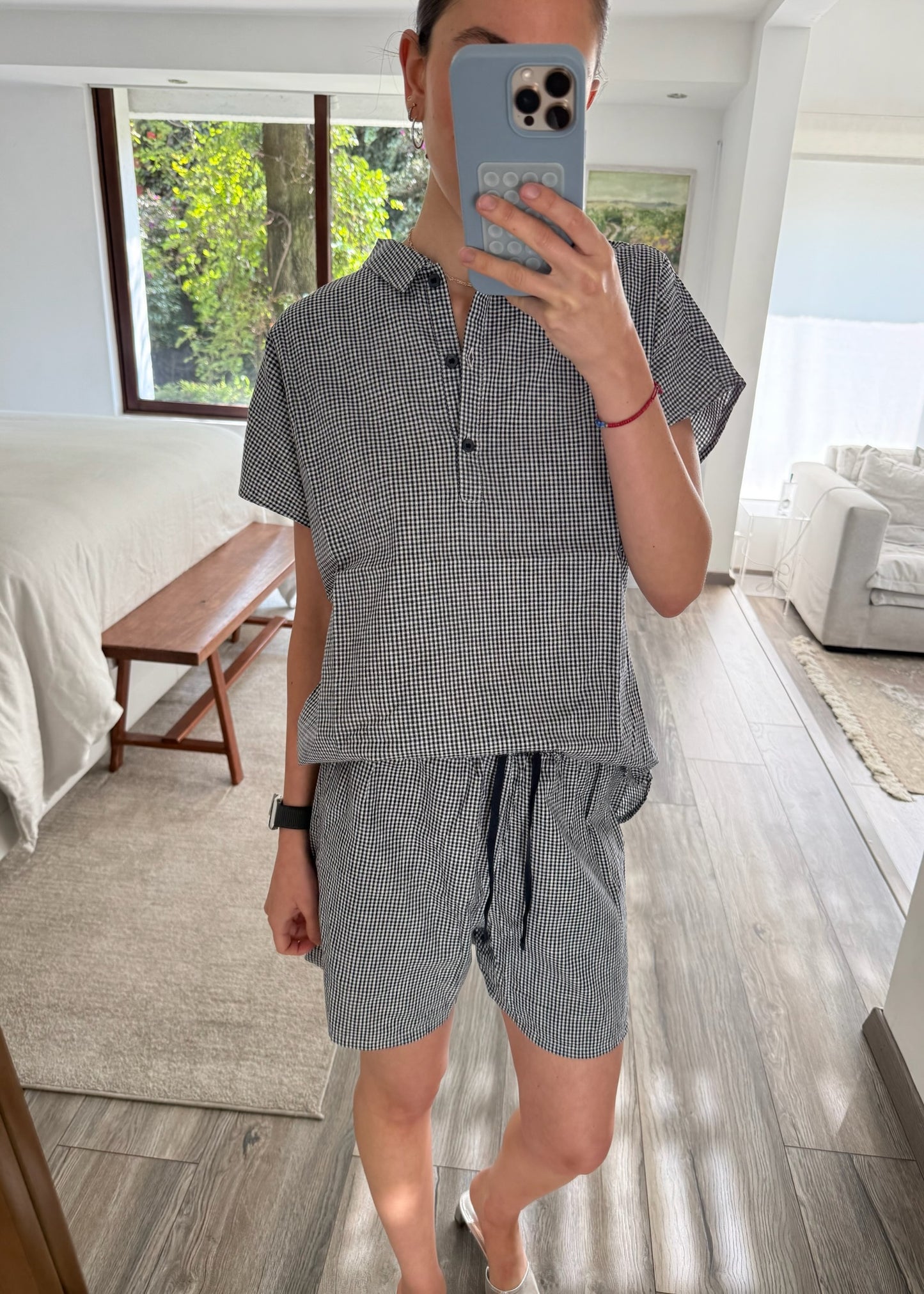 SET CAMISA Y SHORT CUADROS