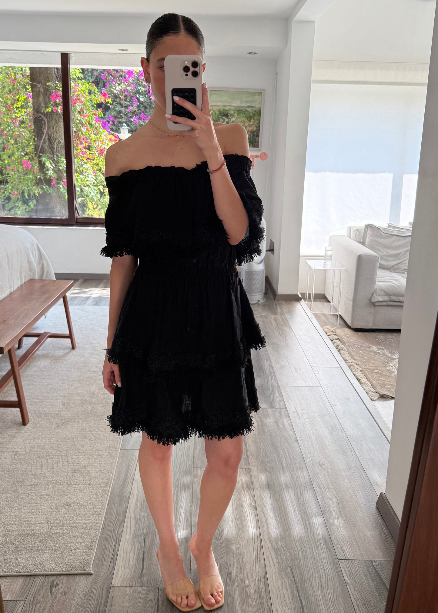 VESTIDO DE LINO OFF THE SHOULDER