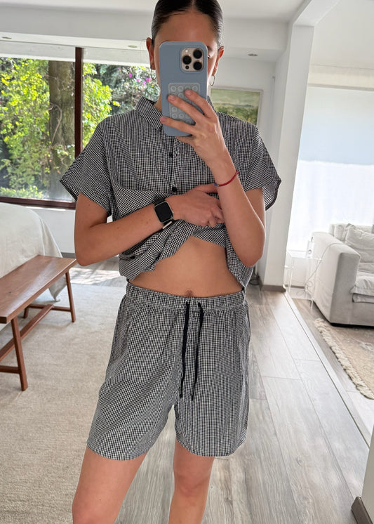 SET CAMISA Y SHORT CUADROS