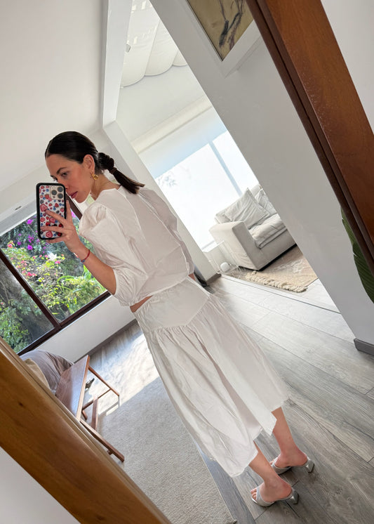 SET BLANCO TOP Y FALDA