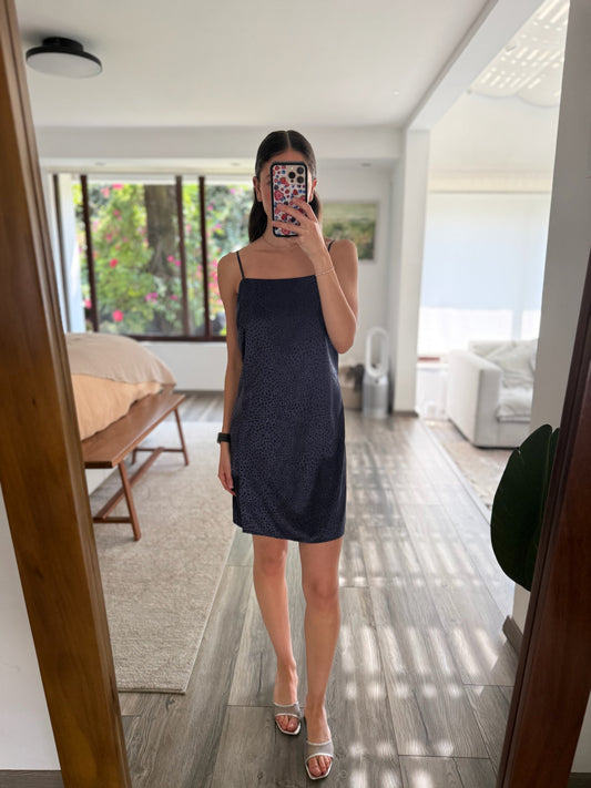 VESTIDO SLIP NAVY ANIMAL PRINT