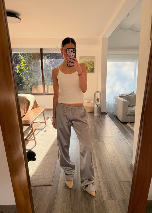 PANTALÓN FLOWY PLATEADO