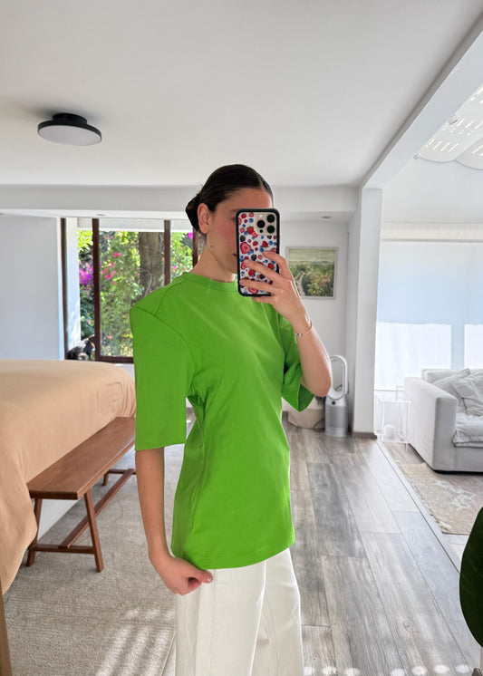 T-SHIRT VERDE CINTURA ASENTUADA