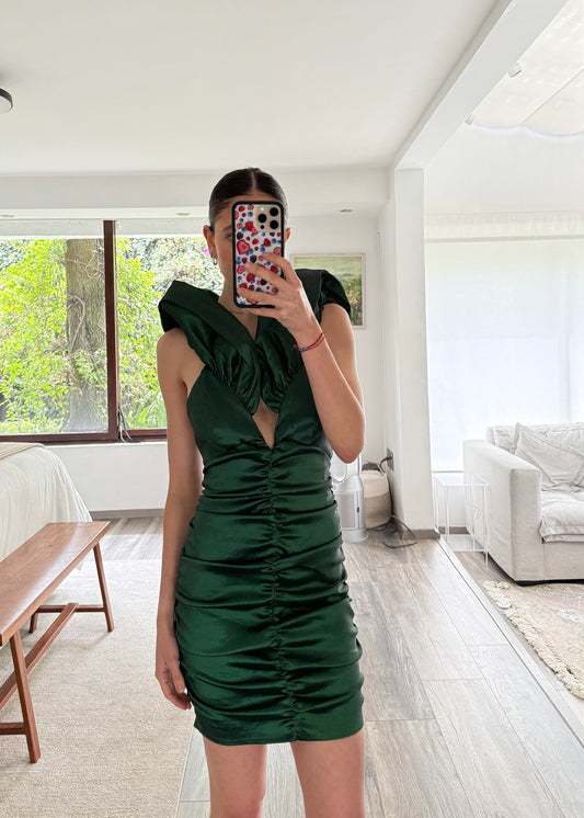 VESTIDO VERDE MINI SHINY