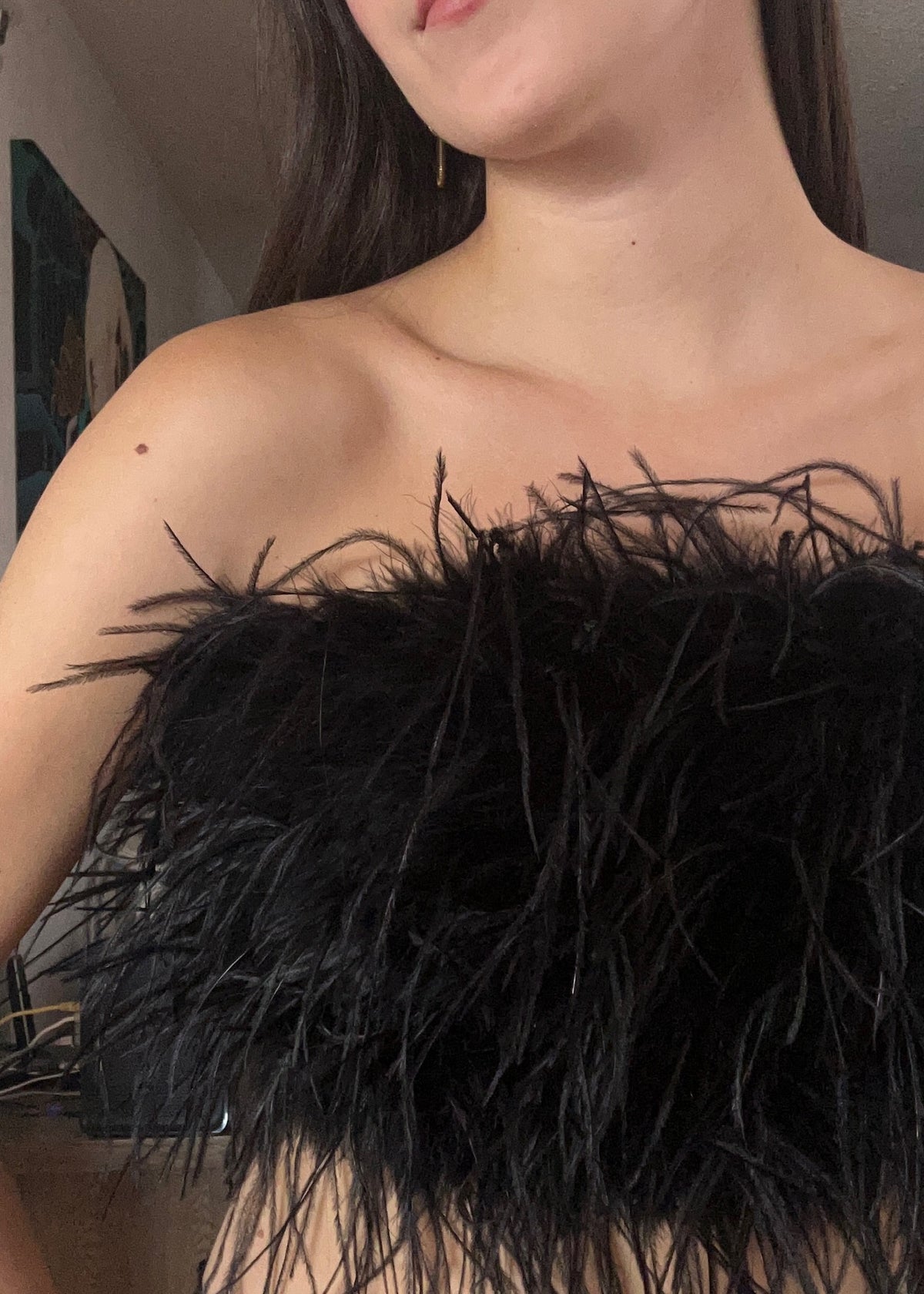 STRAPLESS TOP FULL FEATHERS