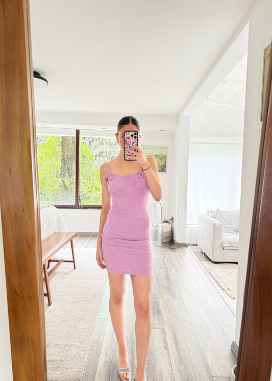 VESTIDO CUTE LILA RIBBED