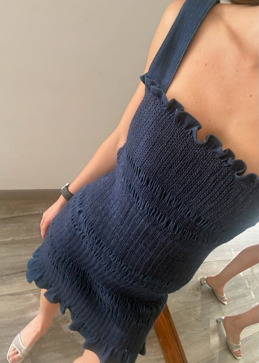 VESTIDO RUCHED DENIM MINI