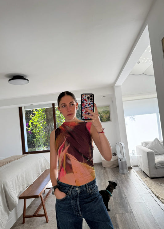 BODYSUIT DE MESH CON PRINT