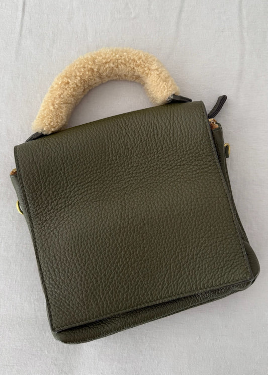 BOLSA VERDE MILITAR DE PIEL