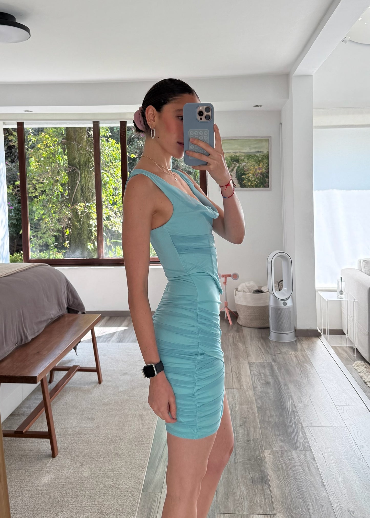 VESTIDO MINI CON CORSET AZUL