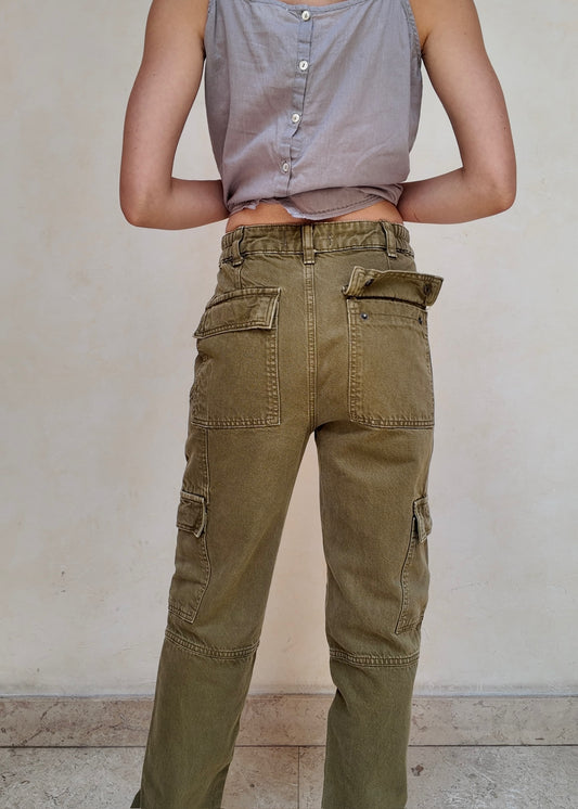 JEANS CARGO VERDE MILITAR
