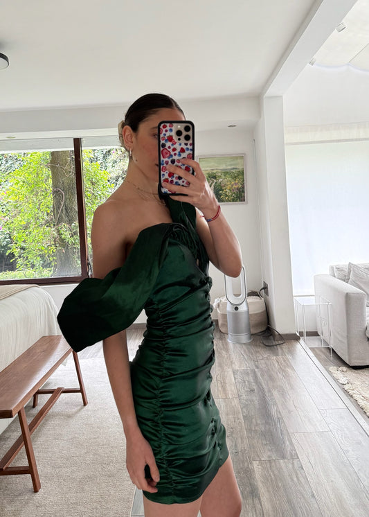 VESTIDO VERDE MINI SHINY