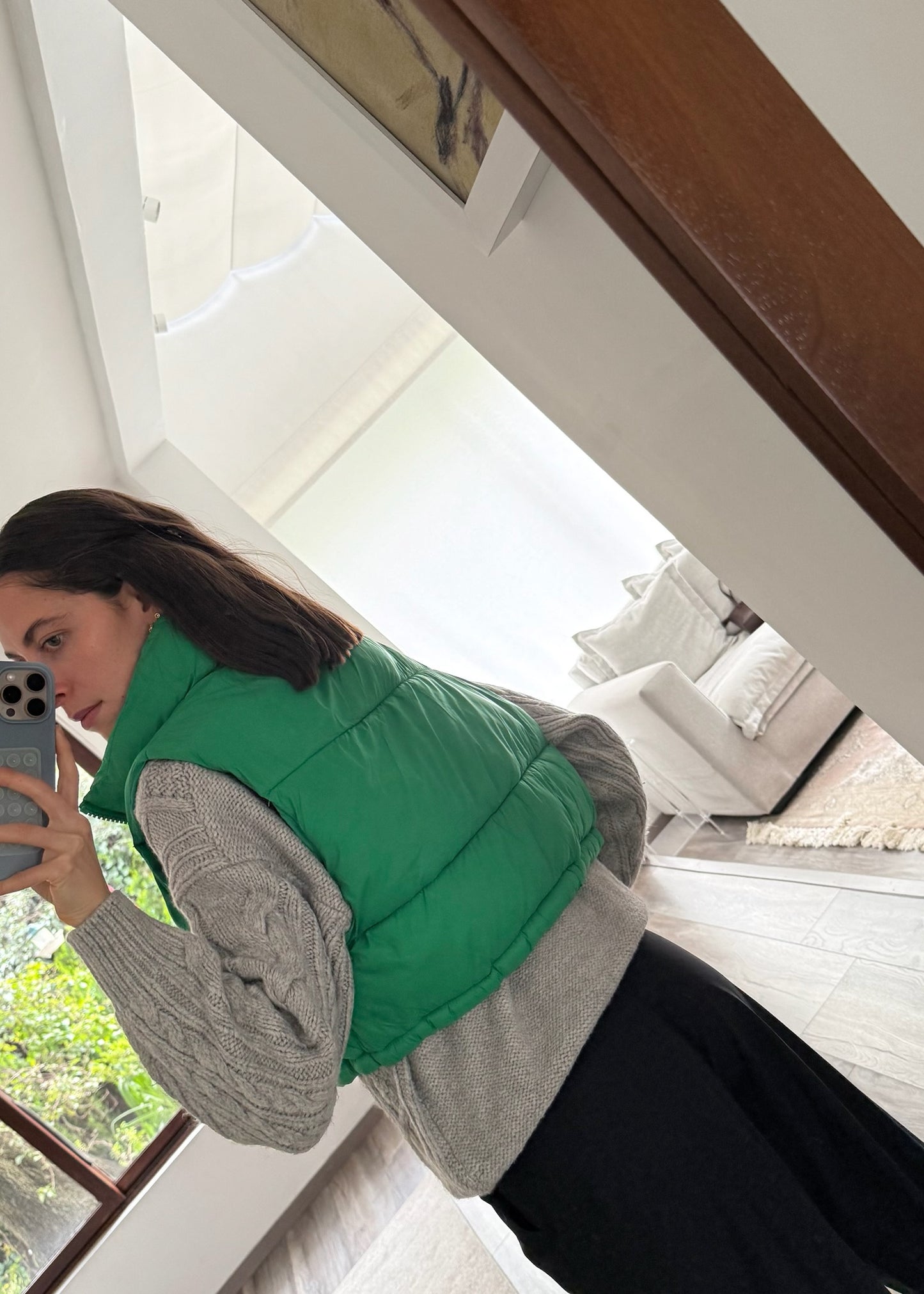 CHALECO PUFFER VERDE CROPPED