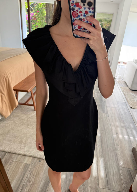 VESTIDO PENCIL CON OLANES