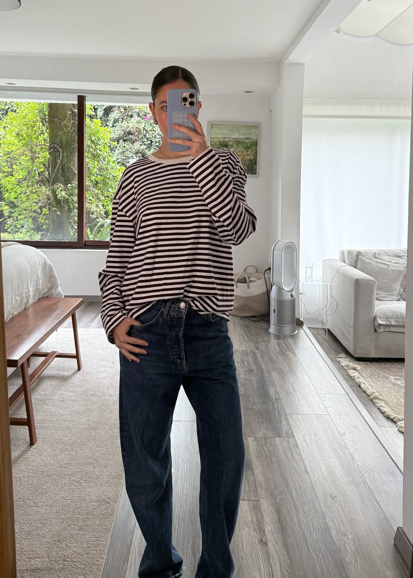 TOP DE MANGA LARGA CON RAYAS VINO